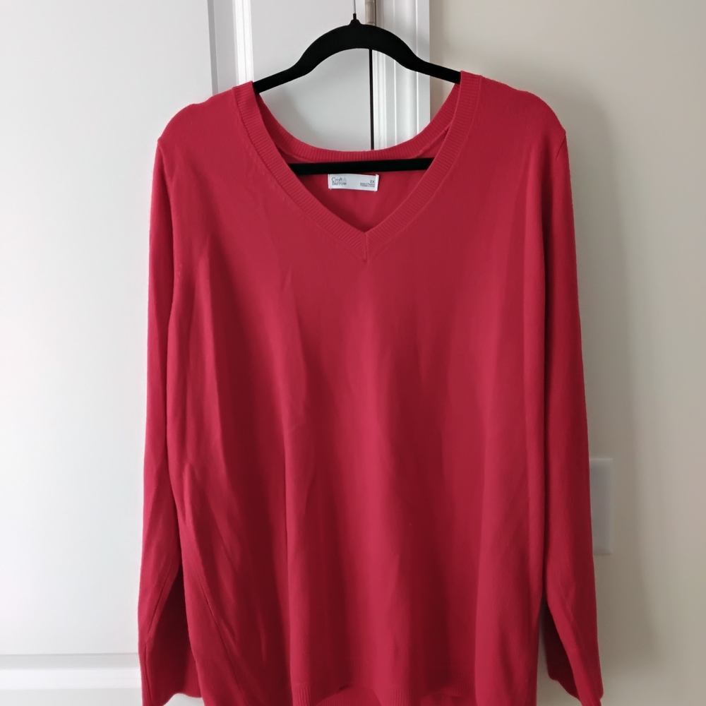 Croft & Barrow Women's V-Neck Sweater - Vibrant Red